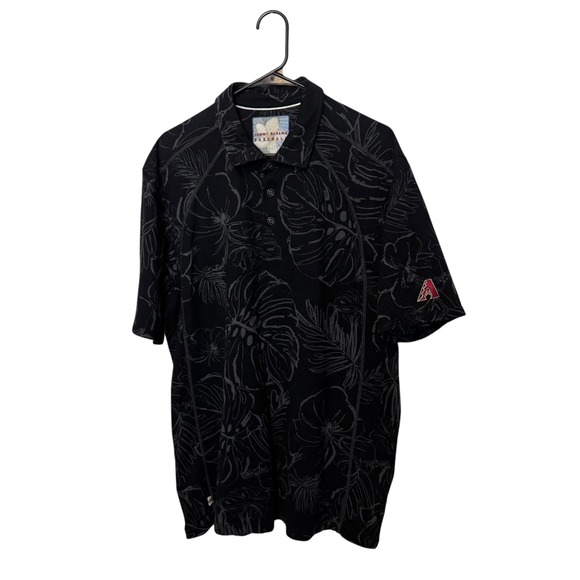 Arizona Diamondbacks Tommy Bahama Polo Shirt Mens XL Black Floral Baseball Golf - Picture 1 of 11